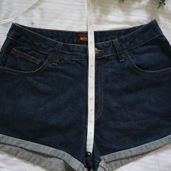 VON DUTCH High Rise Denim Shorts Dark Wash Size 29 - Picture 5 of 7